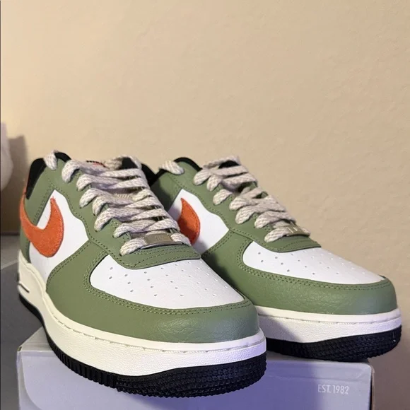 Nike Air Force 1 Low Olive Green Orange White (Reasonable Offers Accepted) - Picture 2 of 7